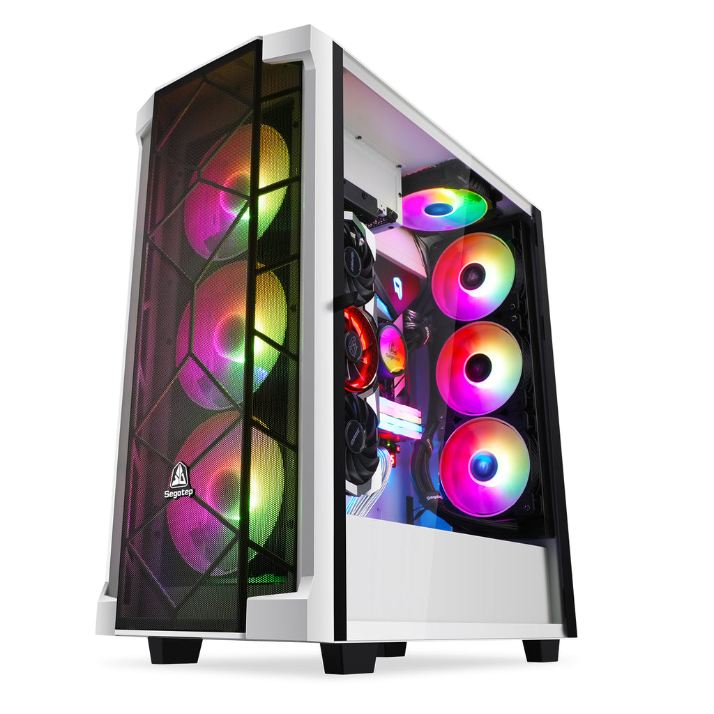 Segotep Slath Mini ITX PC Gaming Computer Case, Double Curved  Tempered Glass Side Panel, GPU Vertical Mounting, Cable Management System,  SFX PSU Supported (Slath Mini) : Electronics