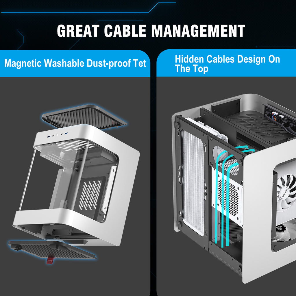 Segotep Slath Mini ITX PC Gaming Computer Case, Three-Side Double Curv