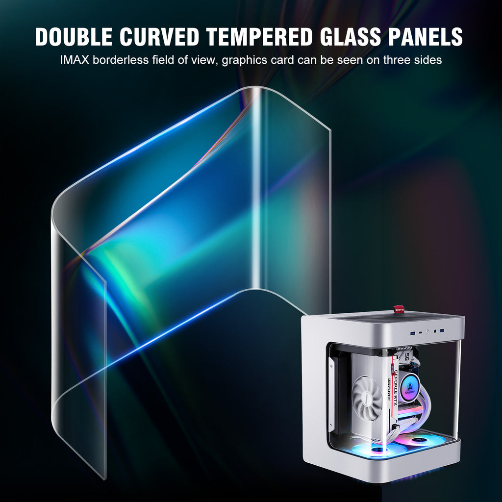 Mid-Tower PC Gaming Computer Case - Full Tempered Glass and LED Lighting